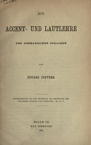 Cover of: Zur Accent- und Lautlehre der germanischen Sprachen.