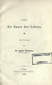 Cover of: Ueber die Dauer des Lebens: ein Vortrag.