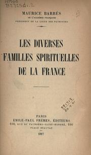 Cover of: diverses familles spirituelles de la France.