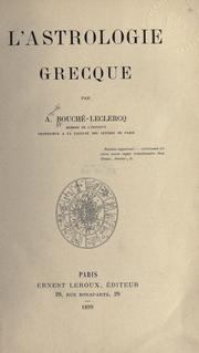 Cover of: L' astrologie grecque.