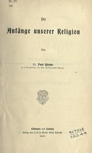 Cover of: Anfänge unserer Religion.