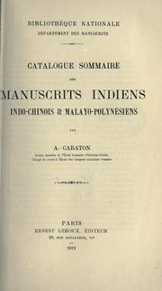 Cover of: Catalogue sommaire des manuscrits indiens, indochinois & malayo-polynésiens by Bibliothèque nationale (France). Département des manuscrits.
