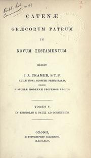 Cover of: Catenae Graecorum patrum in Novum Testamentum.
