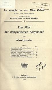 Cover of: Alter der babylonischen Astronomie.