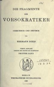 Die Fragmente der Vorsokratiker by Hermann Diels