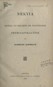 Cover of: Nekyia: Beiträge zur Erklärung der neuentdeckten Petrus-Apocalypse.