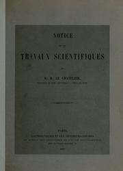 Cover of: Notice sur les travaux scientifiques.