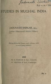 Studies in Mughal India by Sarkar, Jadunath (Sir)