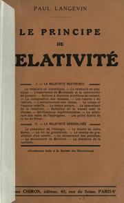 Cover of: principe de relativité.