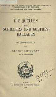 Cover of: Quellen von Schillers und Goethes Balladen.