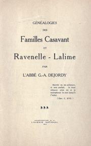 Cover of: Généalogies des familles Casavant et Ravenelle-Lalime