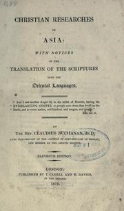 Cover of: Christian researches in Asia with notices of the translation of the Scriptures into the oriental languages