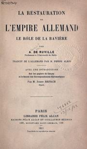 Cover of: La restauration de l'Empire Allemand