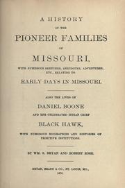 Cover of: history of the pioneer families of Missouri