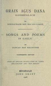Cover of: Orain agus dana gaidhealach =: Songs and poems in Gaelic