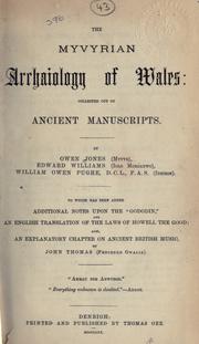 Cover of: The Myvyrian archaiology of Wales by Owen Jones