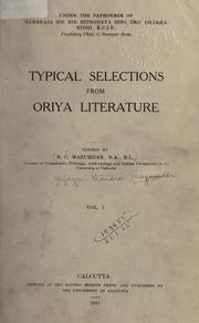 Cover of: Typical selections from Oriya literature. by B. C. Mazumdar