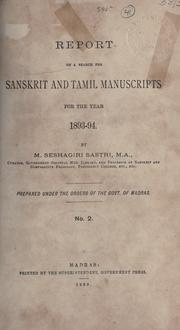 Cover of: Report on a search for Sanskrit and Tamil manuscripts