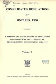 Consolidated regulations of Ontario, 1950 by Ontario.