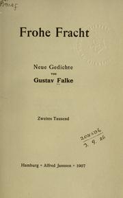 Cover of: Frohe Fracht by Gustav Falke