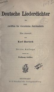 Cover of: Deutsche Liederdichter des zwölften bis vierzehnten Jahrhunderts