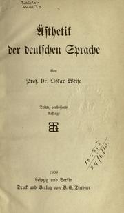Cover of: Ästhetik der deutschen Sprache.
