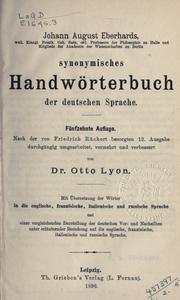 Cover of: Synonymisches Handwörterbuch der deutschen Sprache.