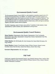 Cover of: Montana Department of Fish, Wildlife & Parks' water leasing study: Environmental Quality Council final report to the 56th legislature.