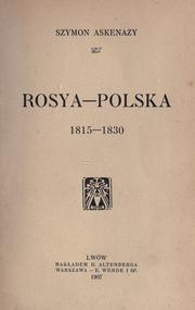 Cover of: Rosya - Polska, 1815-1830.