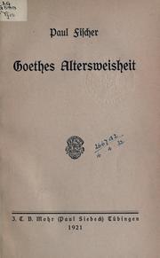 Cover of: Goethes Altersweisheit.
