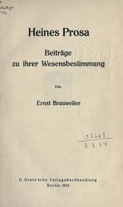 Cover of: Heines Prosa: Beiträge zur ihrer Wesensbestimmung.