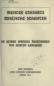 Cover of: Mystische Schriften by Meister Eckhart