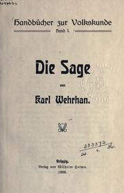 Cover of: Die Sage. by Karl Wehrhan