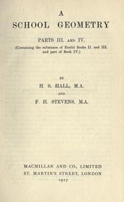Cover of: A school geometry. by Henry Sinclair Hall