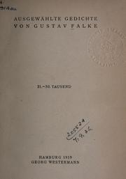 Cover of: Ausgewählte Gedichte. by Gustav Falke
