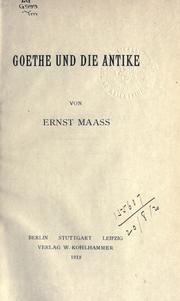 Cover of: Goethe und die Antike.