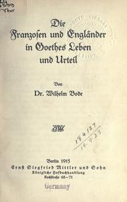 Cover of: Franzosen und Engländer in Goethes Leben und Urteil.