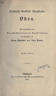 Cover of: Oden by Friedrich Gottlieb Klopstock