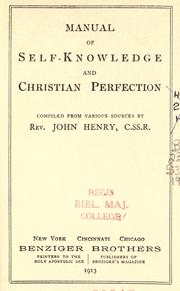 Cover of: Manual of self-knowledge and Christian perfection by John Henry Schagemann