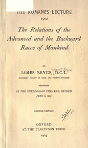 Cover of: relations of the advanced and the backward races of mankind.