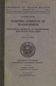 Cover of: Starting current of transformers: with special reference to transformers with silicon steel cores