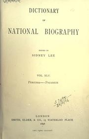 Cover of: Dictionary of national biography by Edited by Sidney Lee