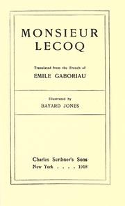 Cover of: Monsieur Lecoq by Émile Gaboriau
