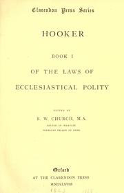 Cover of: Book 1 of the laws of ecclesiastical polity.: Edited by R.W. Church.