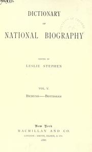 Cover of: Dictionary of national biography by Edited by Leslie Stephen