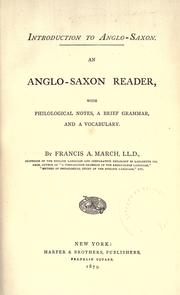 Cover of: Introduction to Anglo-Saxon by Francis Andrew March