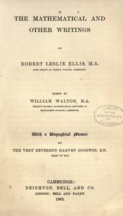 Cover of: The mathematical and other writings of Robert Leslie Ellis