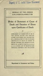 Cover of: Modes of statement of cause of death and duration of illness upon certificates of death.