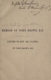Cover of: Supplementary chapter to the life of Rev. John Brown, D.D. by John Brown
