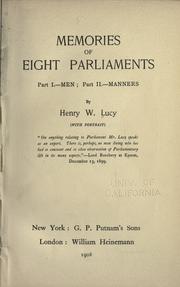 Cover of: Memories of eight Parlaiments: part I.--men; part II.-- manners